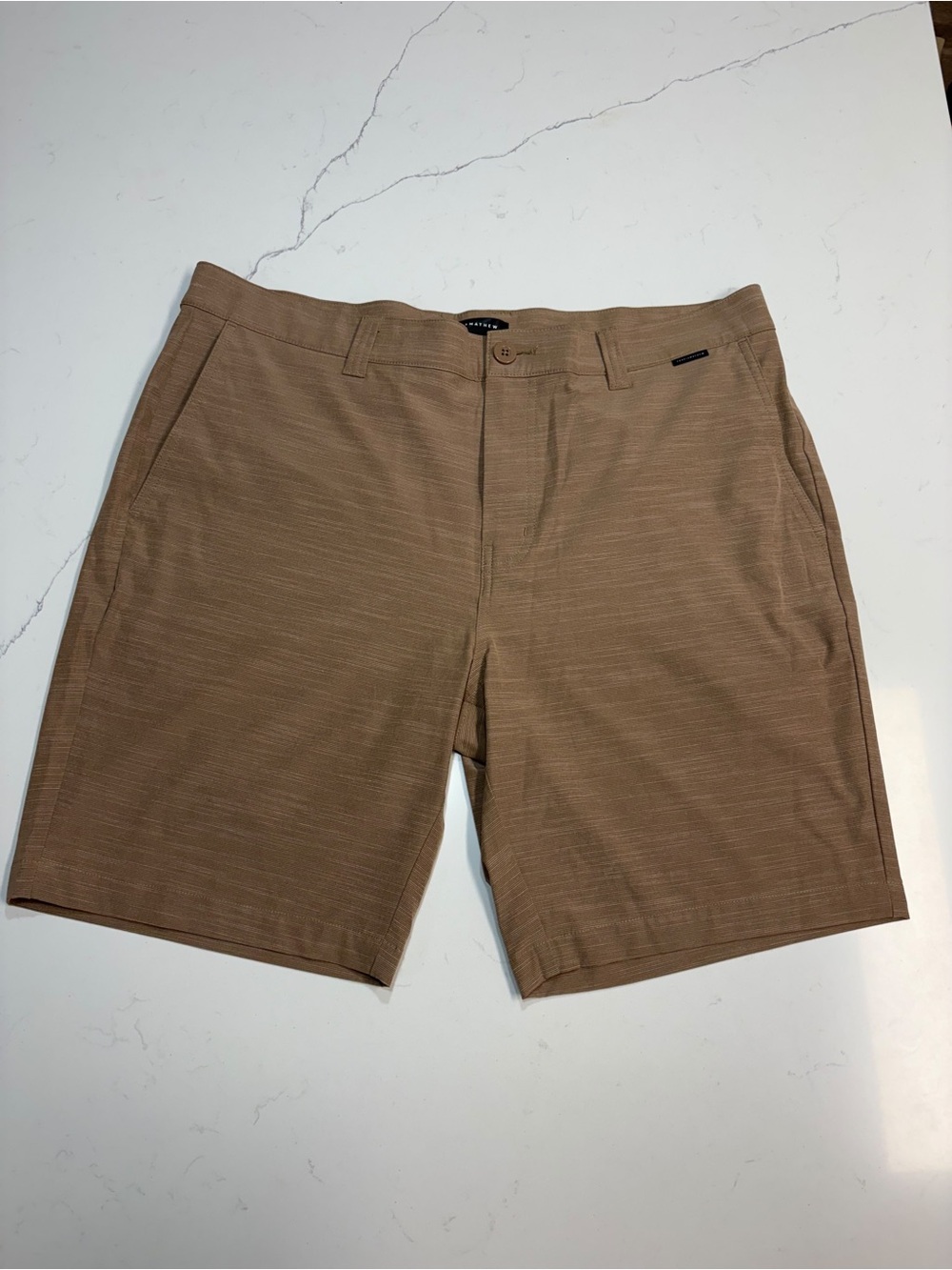 TravisMathew Shorts Mens 38 Khaki Tan Golf Performance Sport Chino Casual